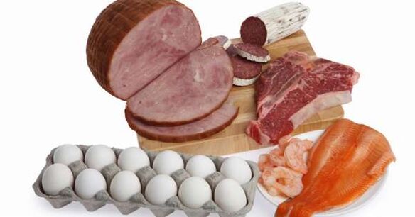Productos para el menú de la dieta proteica. 